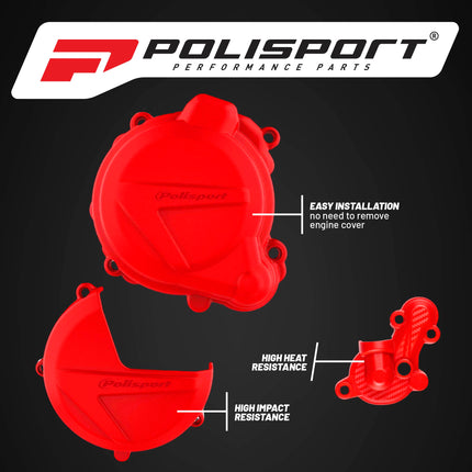 Polisport Clutch and Ignition Cover Protector Kit (Red) - Compatible with BETA RR250/300 (2018-2022)