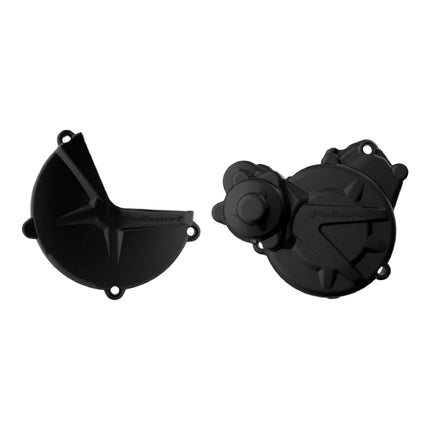 Polisport Clutch and Ignition Cover Protector Kit (Black) - Compatible with GASGAS EC/XC250/300(2017-2020)