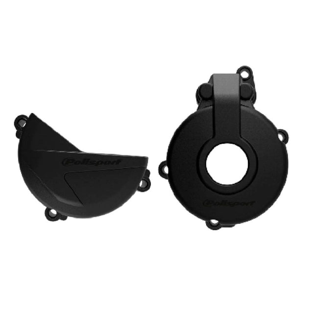 Polisport Clutch and Ignition Cover Protector Kit (Black) - Compatible with Sherco SE-F 250/300 (2014-2022)