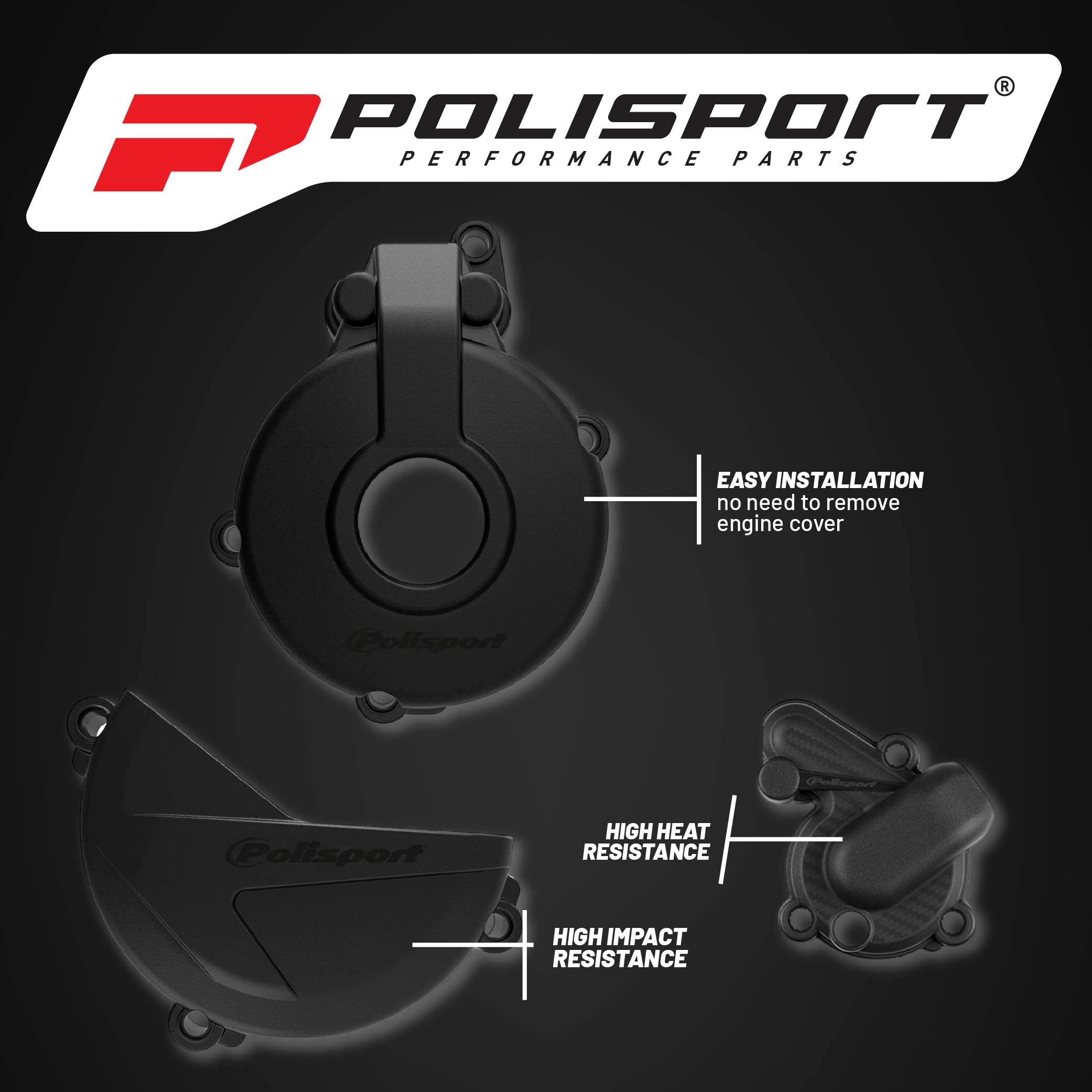 Polisport Clutch and Ignition Cover Protector Kit (Black) - Compatible with Sherco SE-F 250/300 (2014-2022)