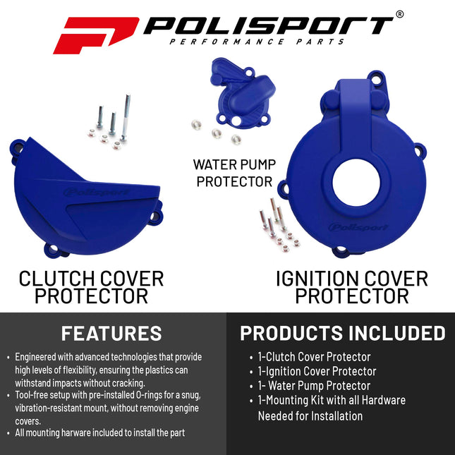 Polisport Clutch and Ignition Cover Protector Kit (Blue) - Compatible with Sherco SE-F 250/300 (2014-2022)