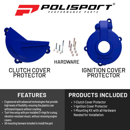 Polisport Clutch and Ignition Cover Protector Kit (Blue) - Compatible with Sherco SE-F 250/300 (2014-2022)