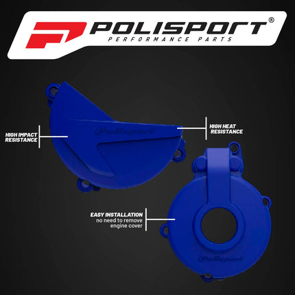 Polisport Clutch and Ignition Cover Protector Kit (Blue) - Compatible with Sherco SE-F 250/300 (2014-2022)