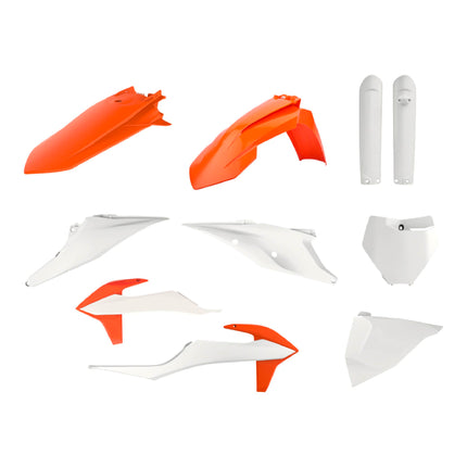 Polisport Motocross (MX) Replica Plastic Kit for KTM XC/XC-F-W (2019–2022) Dirt Bike – OEM Quality, Durable, Flexible & Perfect Fit – White/Orange