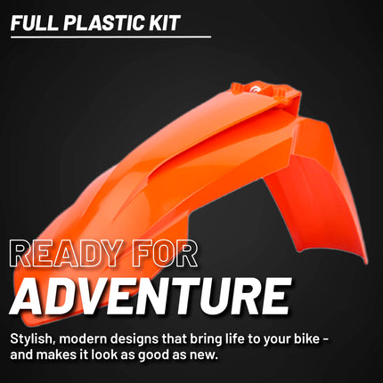 Polisport Motocross (MX) Replica Plastic Kit for KTM XC/XC-F-W (2019–2022) Dirt Bike – OEM Quality, Durable, Flexible & Perfect Fit – White/Orange