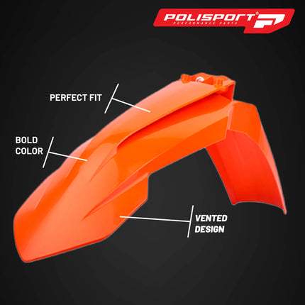 Polisport Motocross (MX) Replica Plastic Kit for KTM XC/XC-F-W (2019–2022) Dirt Bike – OEM Quality, Durable, Flexible & Perfect Fit – White/Orange