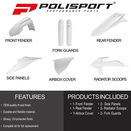 Polisport Motocross (MX) Replica Plastic Enduro Kit for KTM EXC/EXC-F/XC-W/XCF-W (2020-2023) Dirt Bike