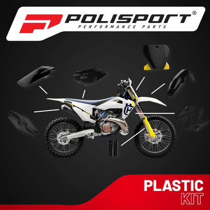 Polisport Motocross (MX) Replica Plastic Kit for HUSQVARNA TC & FC (2019 - 2020) Dirt Bike – OEM Quality, Durable, Flexible & Perfect Fit – Black
