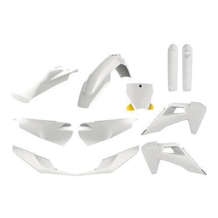 Polisport Motocross (MX) Replica Plastic Kit for Husqvarna FC250-450, FX350-450, TC50-125, TX300 (2019-2022) Dirt Bike – OEM Quality, Durable, Flexible & Perfect Fit – White