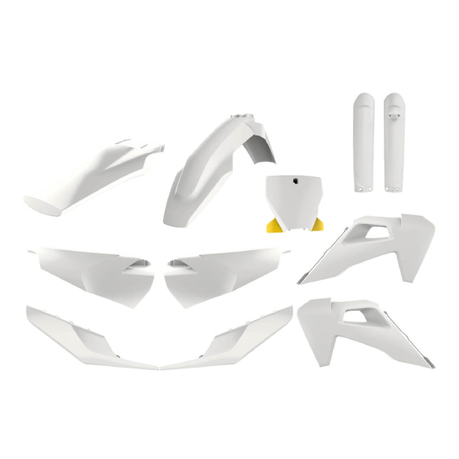 Polisport Motocross (MX) Replica Plastic Kit for Husqvarna FC250-450, FX350-450, TC50-125, TX300 (2019-2022) Dirt Bike – OEM Quality, Durable, Flexible & Perfect Fit – White