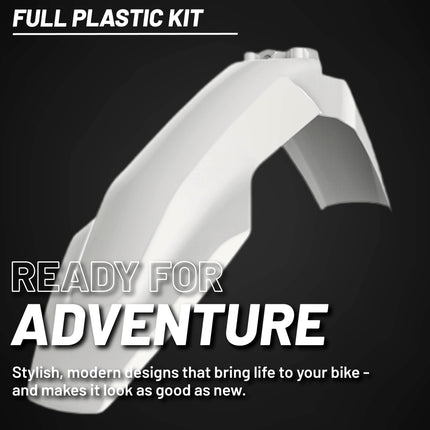 Polisport Motocross (MX) Replica Plastic Kit for Husqvarna FC250-450, FX350-450, TC50-125, TX300 (2019-2022) Dirt Bike – OEM Quality, Durable, Flexible & Perfect Fit – White