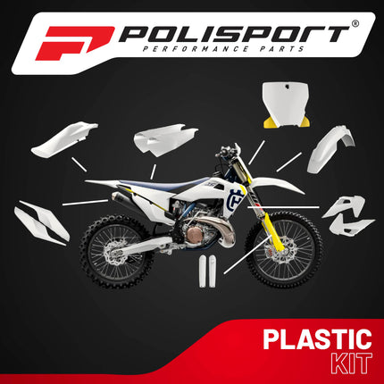 Polisport Motocross (MX) Replica Plastic Kit for Husqvarna FC250-450, FX350-450, TC50-125, TX300 (2019-2022) Dirt Bike – OEM Quality, Durable, Flexible & Perfect Fit – White