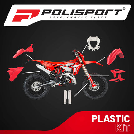 Polisport Motocross (MX) Replica Plastic Kit for BETA RR 2T & 4T (2020–2022) Dirt Bike – OEM Quality, Durable, Flexible & Perfect Fit – Red/White