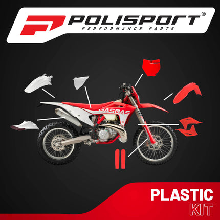 Polisport Motocross (MX) Replica Plastic Kit for GASGAS EC/EC-F (2021–2023) Dirt Bike – OEM Quality, Durable, Flexible & Perfect Fit – Red/White/Black
