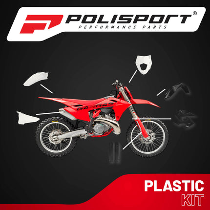 Polisport Motocross (MX) Replica Plastic Kit for GASGAS MR250 & MR300 (2021–2025) Dirt Bike – OEM Quality, Durable, Flexible & Perfect Fit – Black/White