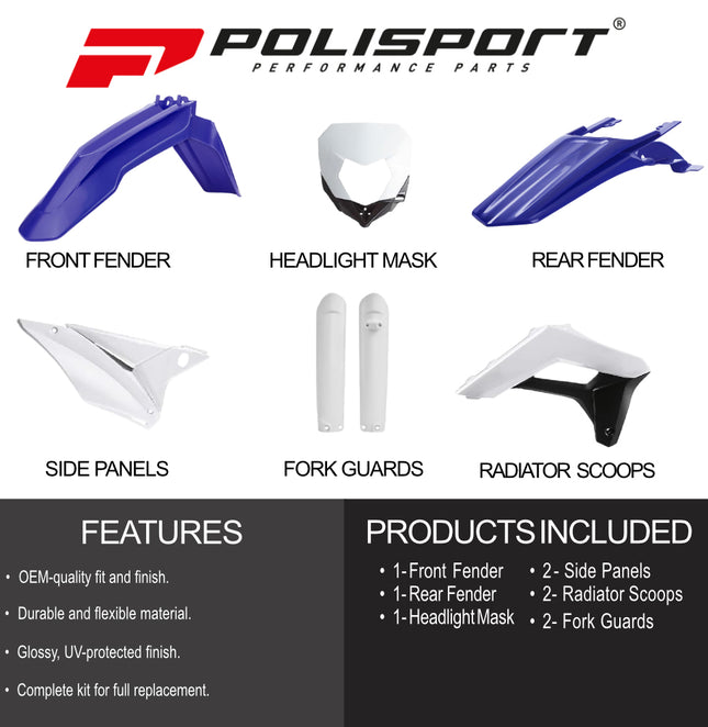 Polisport Motocross (MX) Replica Plastic Enduro Kit for Sherco SE(R)/SEF(R) (2017-23) Dirt Bike