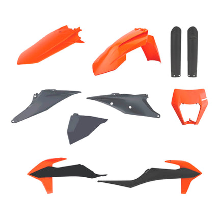 Polisport Motocross (MX) Replica Plastic Kit for KTM EXC/EXC-F & XC-W/XCF-W (2020–2023) Dirt Bike – OEM Quality, Durable, Flexible & Perfect Fit – Black/Orange