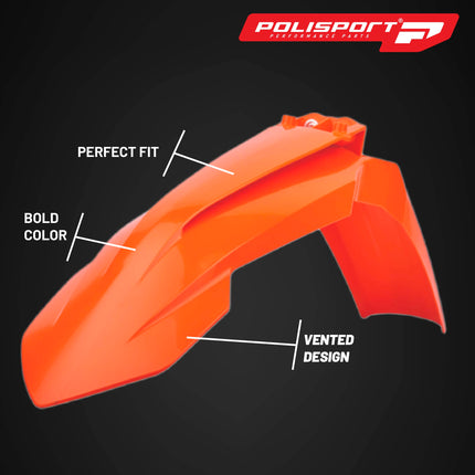 Polisport Motocross (MX) Replica Plastic Kit for KTM EXC/EXC-F & XC-W/XCF-W (2020–2023) Dirt Bike – OEM Quality, Durable, Flexible & Perfect Fit – Black/Orange