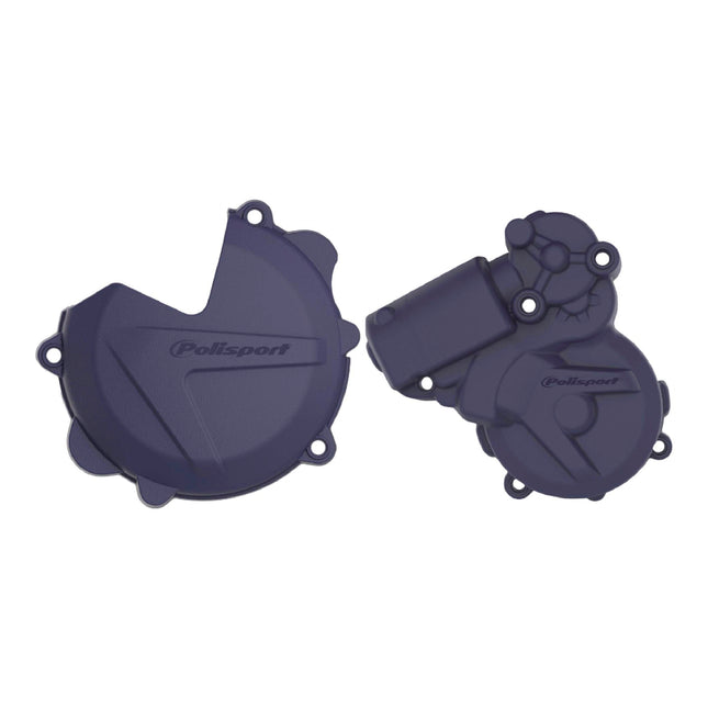 Polisport Clutch and Ignition Cover Protector Kit (Blue) - Compatible with Husquvarna TE250/300(17-20)