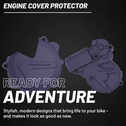 Polisport Clutch and Ignition Cover Protector Kit (Blue) - Compatible with Husquvarna TE250/300(17-20)
