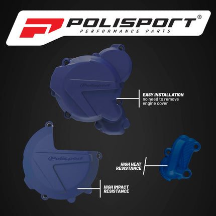 Polisport Clutch and Ignition Cover Protector Kit (Blue) - Compatible with Husquvarna TE250/300(13-16)