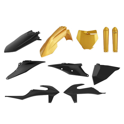 Polisport Motocross (MX) Restyling Kit for KTM SX/SX-F/XC/XC-F (2019-22) Dirt Bike – OEM Quality, Durable, Flexible & Perfect Fit – Black/Gold