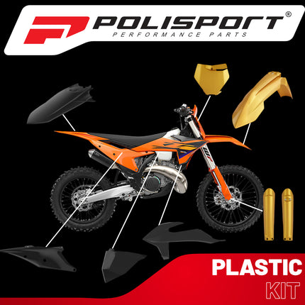Polisport Motocross (MX) Restyling Kit for KTM SX/SX-F/XC/XC-F (2019-22) Dirt Bike – OEM Quality, Durable, Flexible & Perfect Fit – Black/Gold