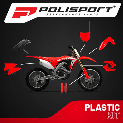 Polisport Motocross (MX) Replica Plastic Kit for Honda CRF450R (2021-2024) Dirt Bike – OEM Quality, Durable, Flexible & Perfect Fit – Red/Black