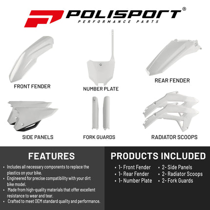 Polisport Full Replica Plastic Kit Honda CRF 250R (22-24) CRF 450R (21-24) White