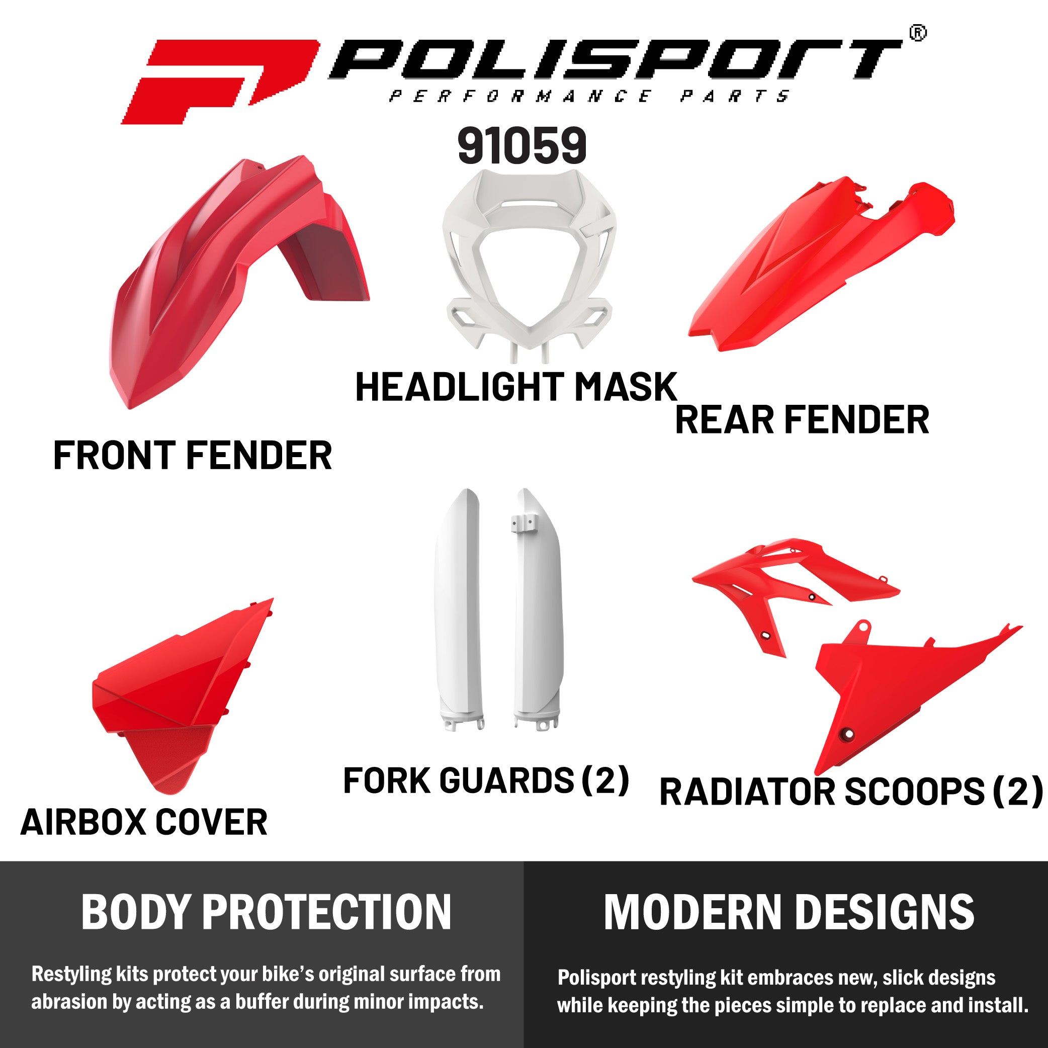 Polisport Full Replica Plastic Kit Beta X-Trainer (2020-2022) - OEM Red/White