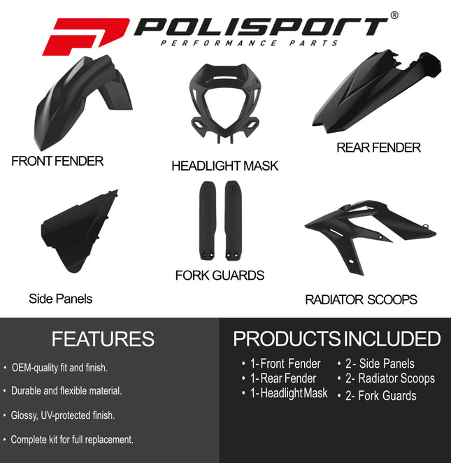 Polisport Motocross (MX) Replica Plastic Enduro Kit for Beta X-Trainer (2020-22) Dirt Bike