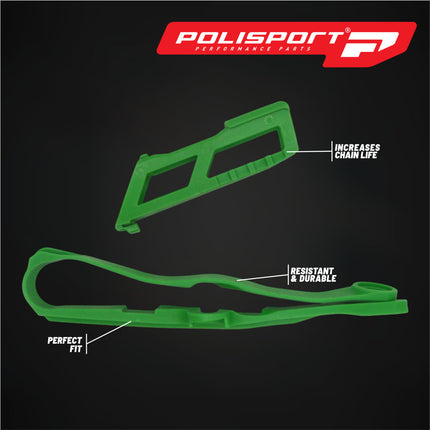 Polisport Motocross Motorcycles (MX) Chain Guide & Chain Slider for Kawasaki KX250F (2021-25) and KX450F (2019-25) Dirt Bikes - OEM Quality TPU Chain Guide & Slider, Durable, Easy to Install, Green