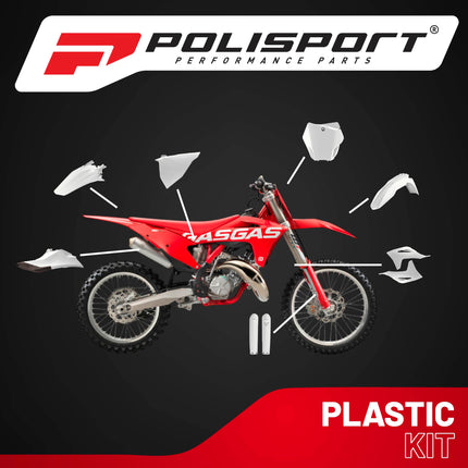 Polisport Motocross (MX) Replica Plastic Kit for GASGAS MC/EX/EX-F 125-450 (2021–2022) Dirt Bike – OEM Quality, Durable, Flexible & Perfect Fit – White