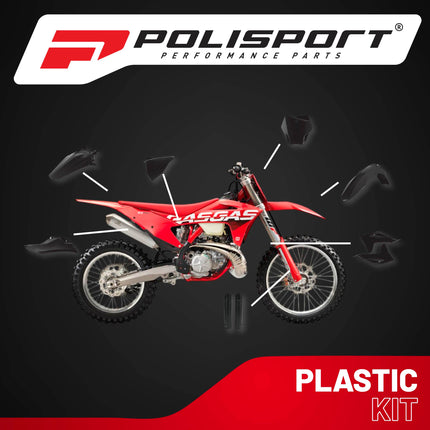 Polisport Motocross (MX) Replica Plastic Kit for GASGAS EX/EX-F (2022–2023) Dirt Bike – OEM Quality, Durable, Flexible & Perfect Fit – Black