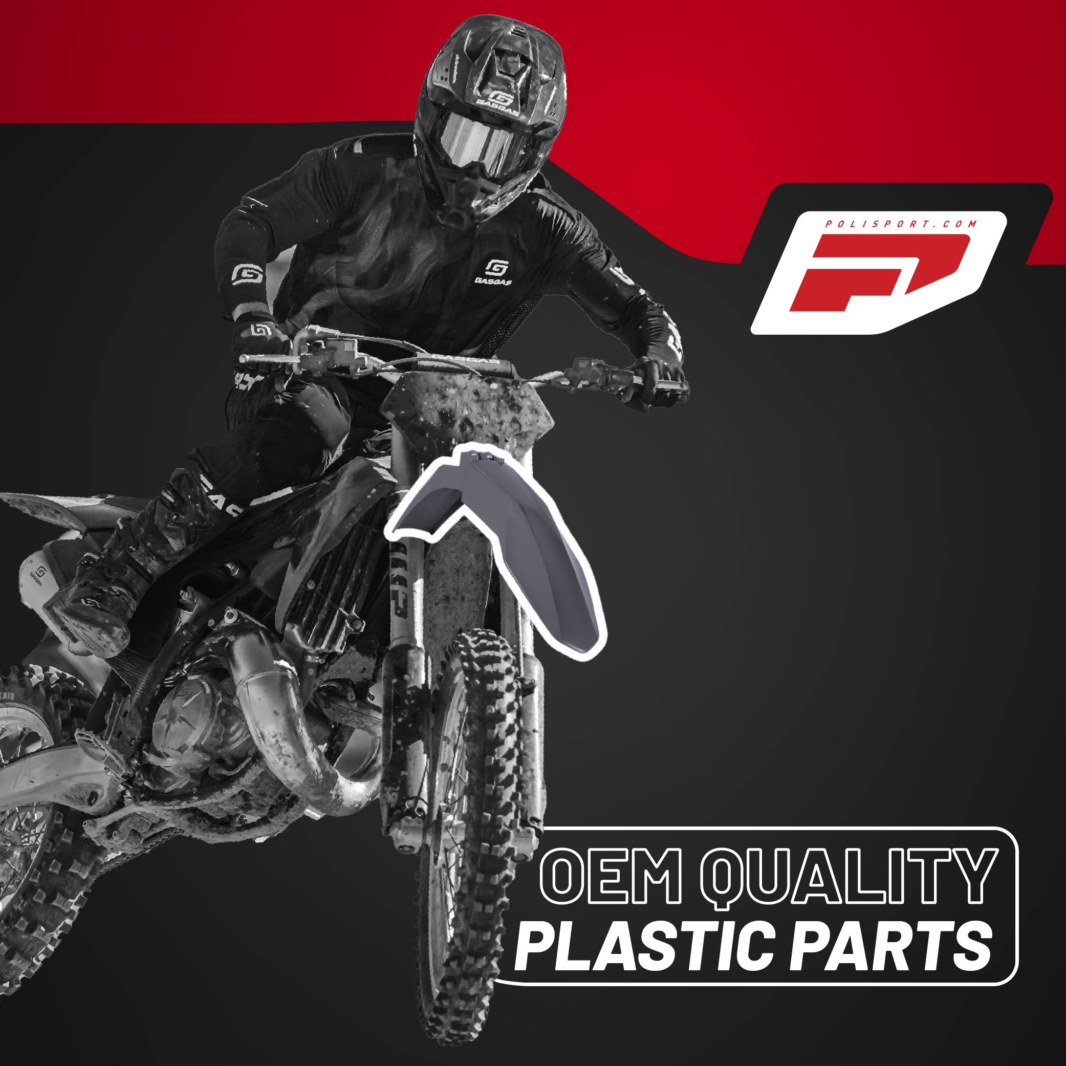 Polisport Motocross (MX) Replica Plastic Kit for GASGAS EC/EC-F 250 &EC/EC-F 300 (2021–2022) Dirt Bike – OEM Quality, Durable, Flexible & Perfect Fit – Nardo Grey