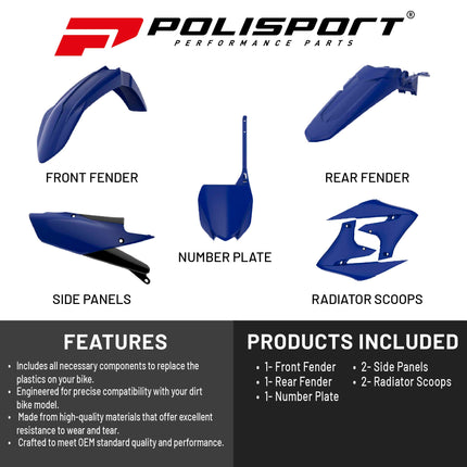 Polisport Motocross (MX) Replica Plastic Kit for Yamaha YZ 250F (2019-2023) Dirt Bike