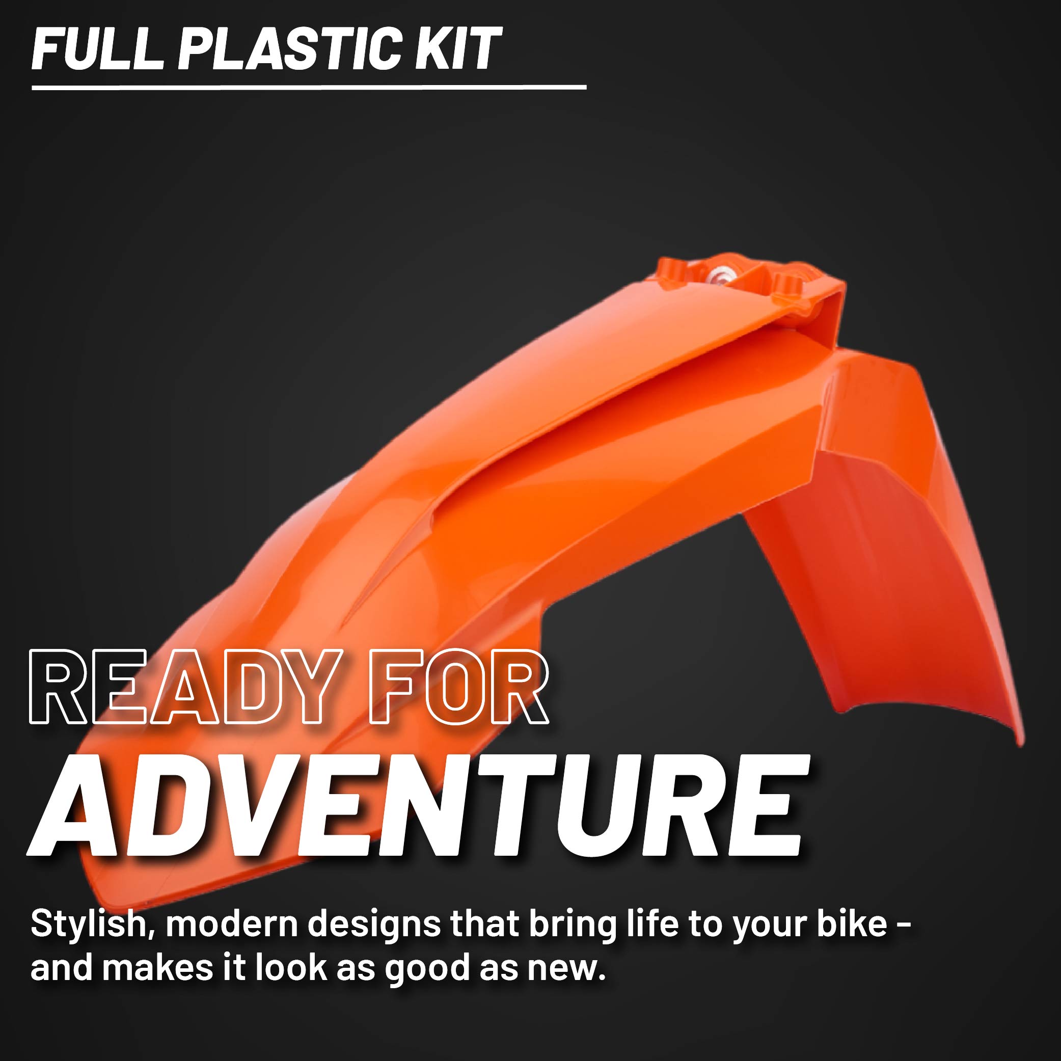 Polisport Motocross (MX) Replica Plastic Kit for KTM XC/XC-F (2019-22) Dirt Bike – OEM Quality, Durable, Flexible & Perfect Fit – Orange/White/Black