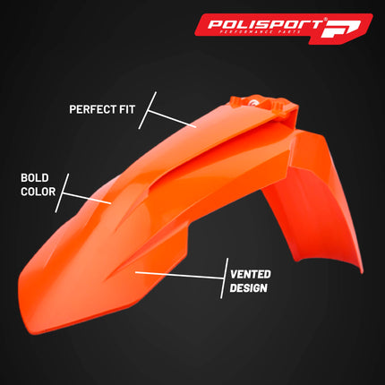 Polisport Motocross (MX) Replica Plastic Kit for KTM XC/XC-F (2019-22) Dirt Bike – OEM Quality, Durable, Flexible & Perfect Fit – Orange/White/Black