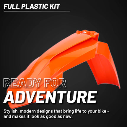 Polisport Motocross (MX) Replica Plastic Kit for KTM XC/XC-F (2019–2022) Dirt Bike – OEM Quality, Durable, Flexible & Perfect Fit – Orange