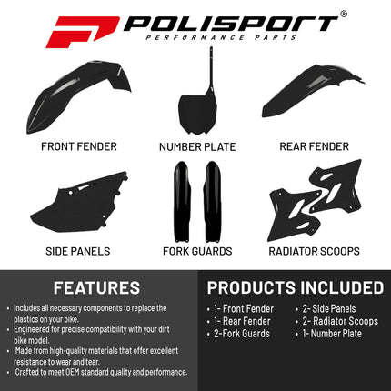 Polisport Motocross (MX) Replica Plastic Kit for YAMAHA YZ125/250 (2021) Dirt Bike