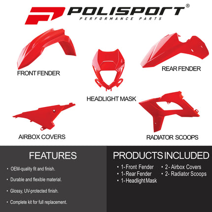 Polisport Motocross (MX) Restyling Kit for Beta RR 2T/4T (2013-17) Dirt Bike – OEM Quality, Durable, Flexible & Perfect Fit – Red
