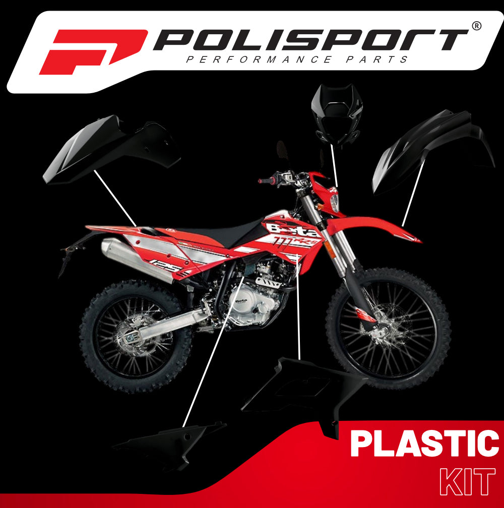 Polisport Motocross (MX) Restyling Kit for Beta RR 2T/4T (2013-17) Dirt Bike – OEM Quality, Durable, Flexible & Perfect Fit – Black
