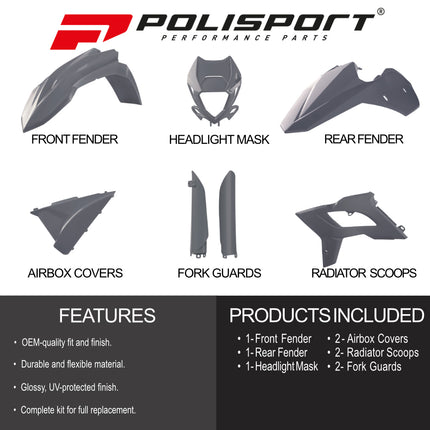Polisport Motocross (MX) Restyling Kit for Beta RR 125AC/LC & 2T/4T (2013-17) Dirt Bike – OEM Quality, Durable, Flexible & Perfect Fit – Nardo Grey