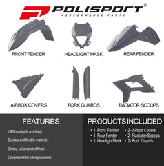 Polisport Motocross (MX) Restyling Kit for Beta RR 125AC/LC & 2T/4T (2013-17) Dirt Bike – OEM Quality, Durable, Flexible & Perfect Fit – Nardo Grey