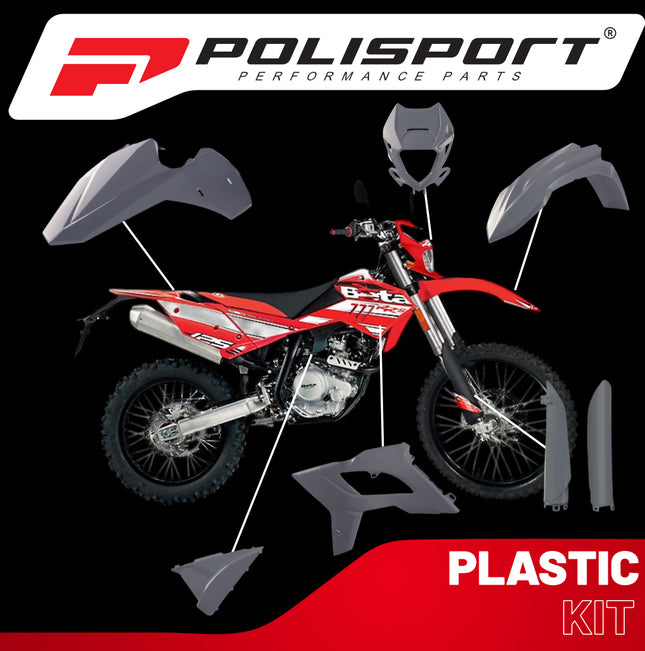 Polisport Motocross (MX) Restyling Kit for Beta RR 125AC/LC & 2T/4T (2013-17) Dirt Bike – OEM Quality, Durable, Flexible & Perfect Fit – Nardo Grey