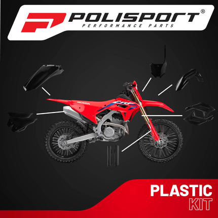 Polisport Motocross (MX) Replica Plastic Kit for Honda CRF 250RX (2022-24) Dirt Bike – OEM Quality, Durable, Flexible & Perfect Fit – Black