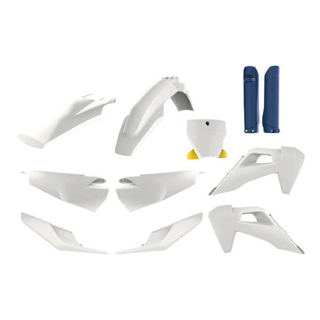 Polisport Motocross (MX) Replica Plastic Kit for Husqvarna TC/FC (2019-22) Dirt Bike – OEM Quality, Durable, Flexible & Perfect Fit – White/Blue
