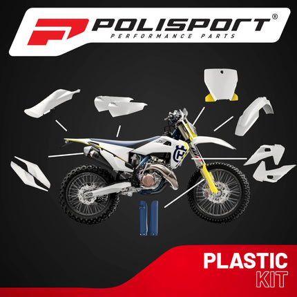 Polisport Motocross (MX) Replica Plastic Kit for Husqvarna TC/FC (2019-22) Dirt Bike – OEM Quality, Durable, Flexible & Perfect Fit – White/Blue