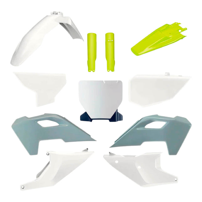 Polisport Motocross (MX) Replica Plastic Kit for Husqvarna TC & FC (2023-2024) Dirt Bike – OEM Quality, Durable, Flexible & Perfect Fit – White/Yellow/Grey