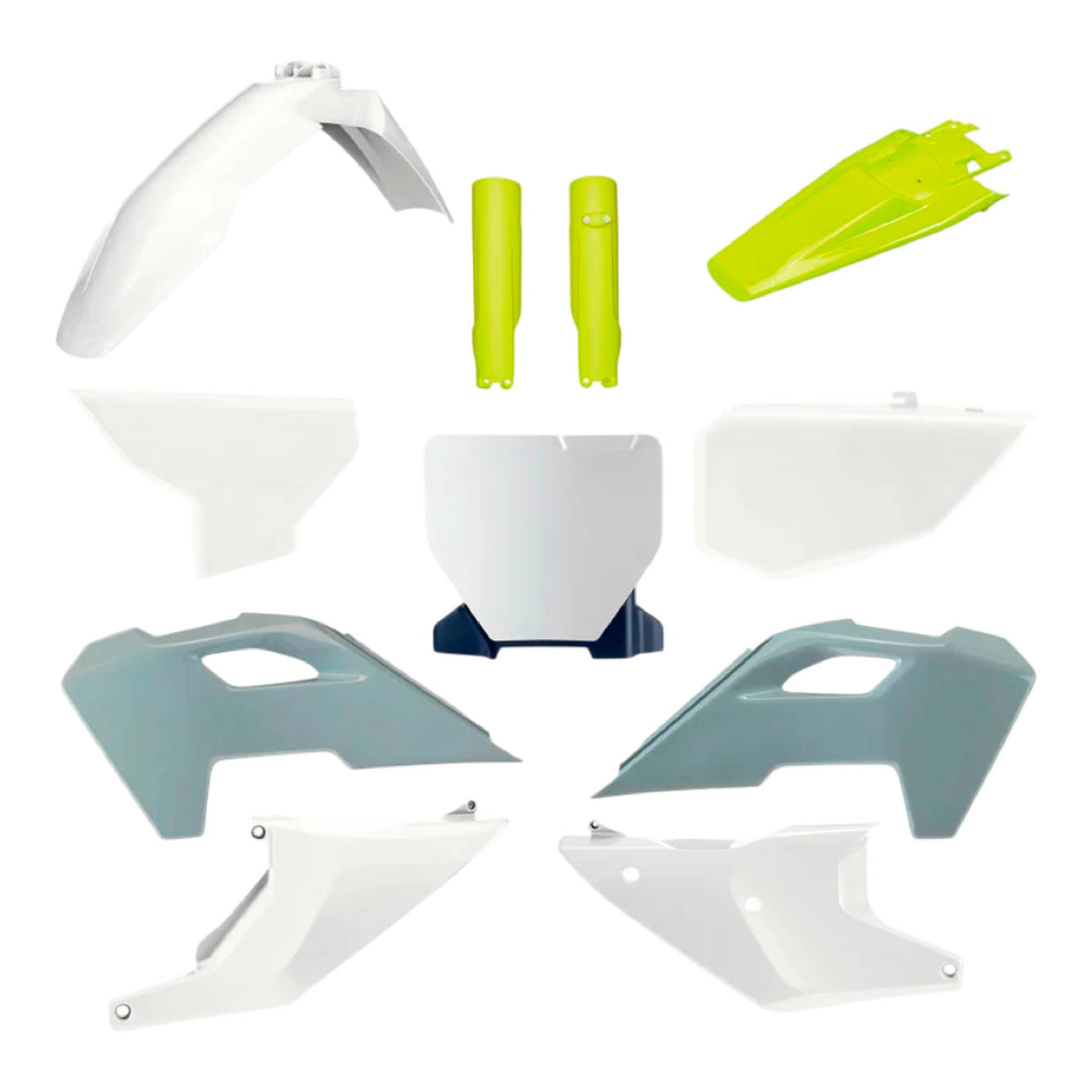 Polisport Motocross (MX) Replica Plastic Kit for Husqvarna TC & FC (2023-2024) Dirt Bike – OEM Quality, Durable, Flexible & Perfect Fit – White/Yellow/Grey